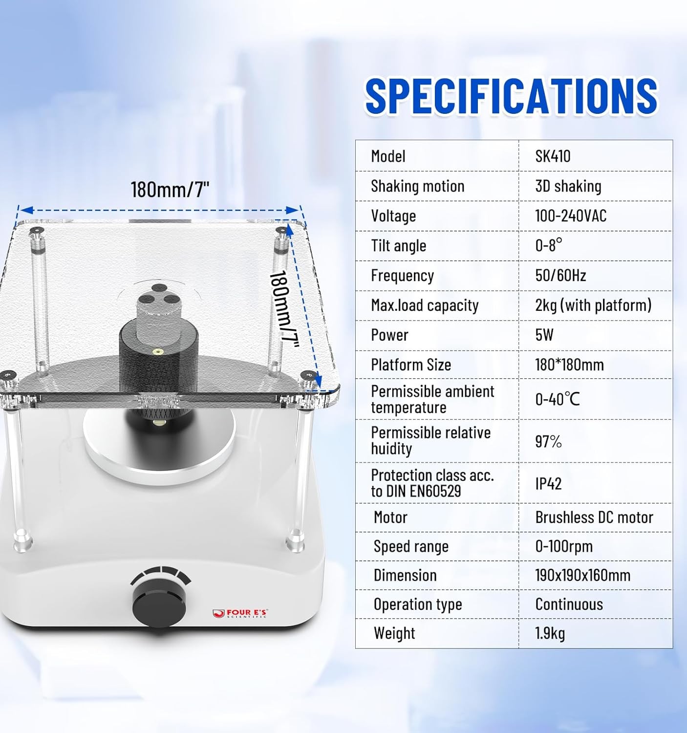 Lab Shaker, 3D Shaker Compact Rotator Shaker with Adjustable Speed 0-100RPM 360°