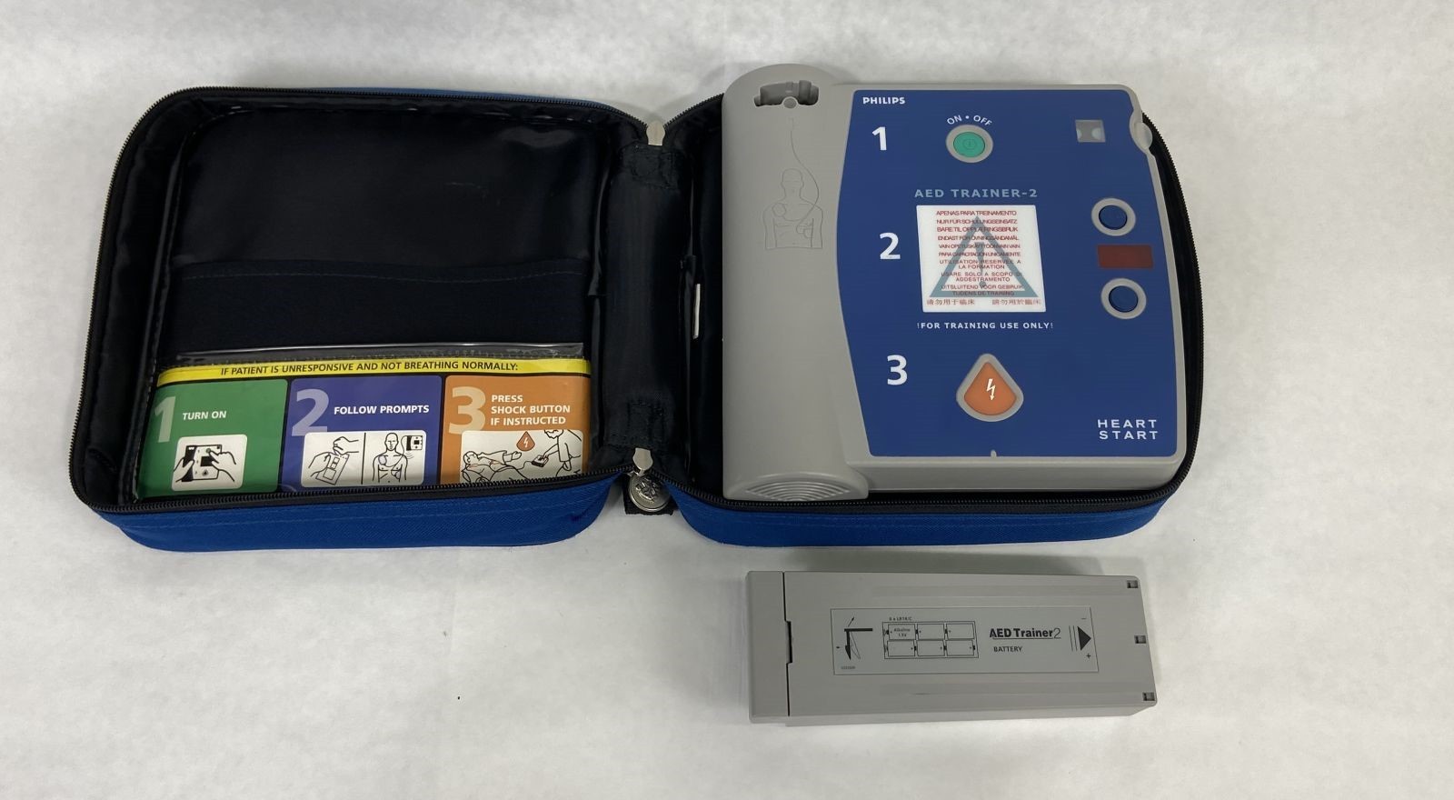 Philips M3752A HeartStart AED Trainer 2 w/ Case + Battery Holder (6x PC1400)