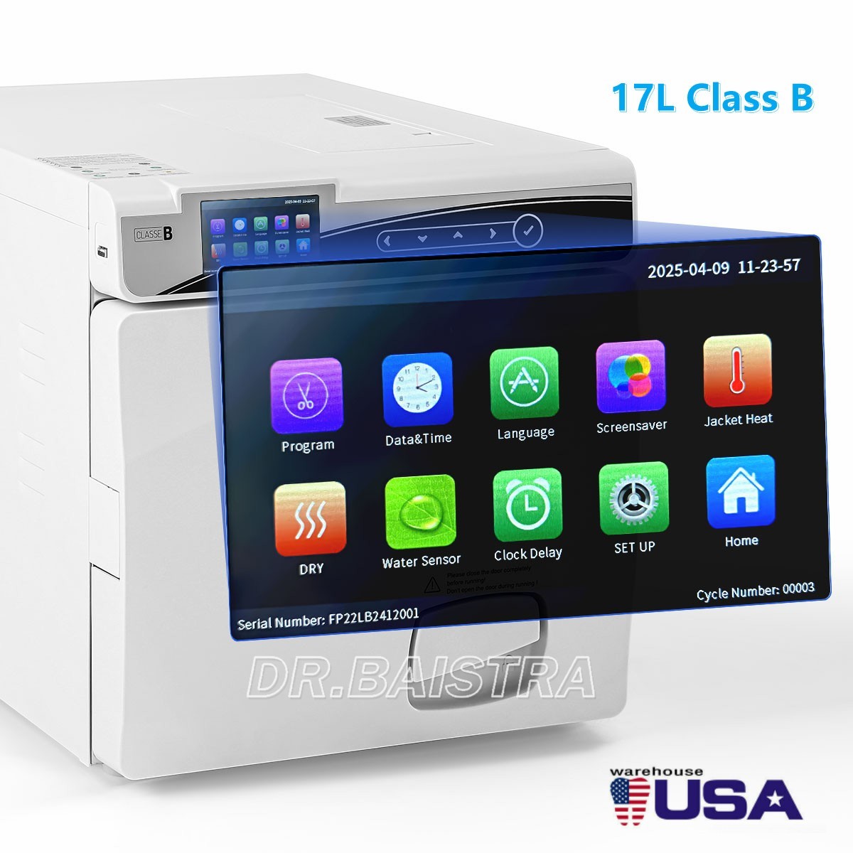 17L Class B Dental Pre-vacuum Steam sterilizer built-in printer With Drying