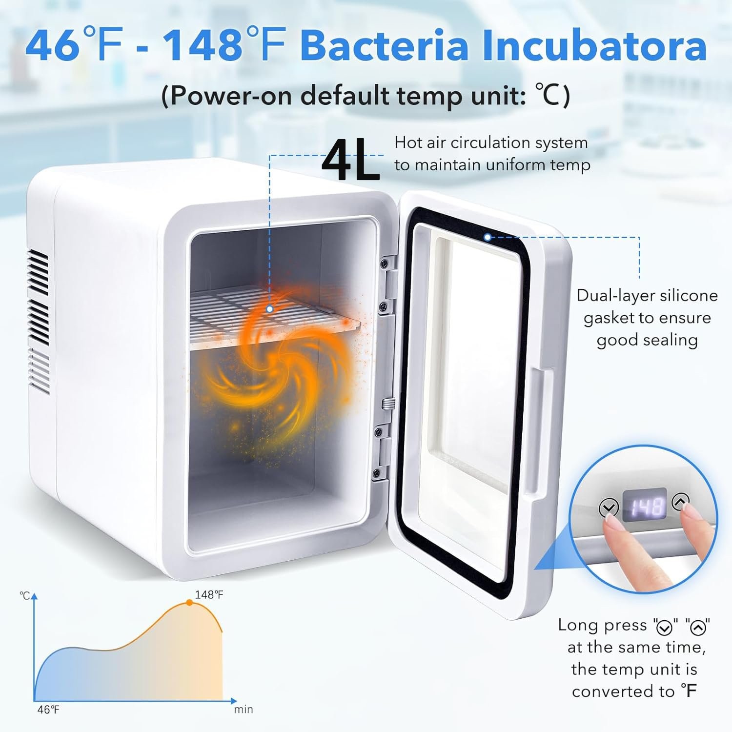 4L 10L Lab Incubator Bacteria Incubator Digital Thermostatic Cabinet Incubator