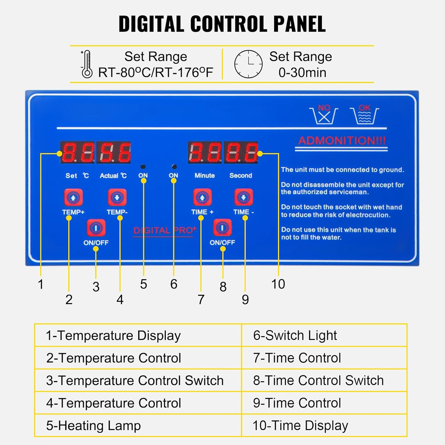 22L Industrial Sonic Cleaner with Digital Timer&Heater 40Khz Professional Sonic