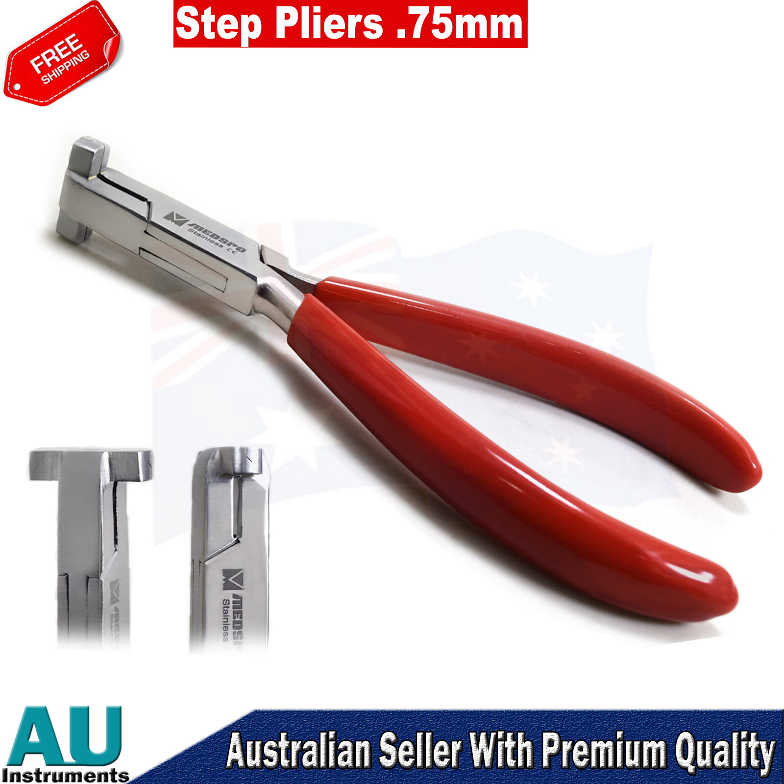 New Dental Orthodontic Wire Forming Detailing Step Pliers .50mm .75mm 1.0mm 3pcs