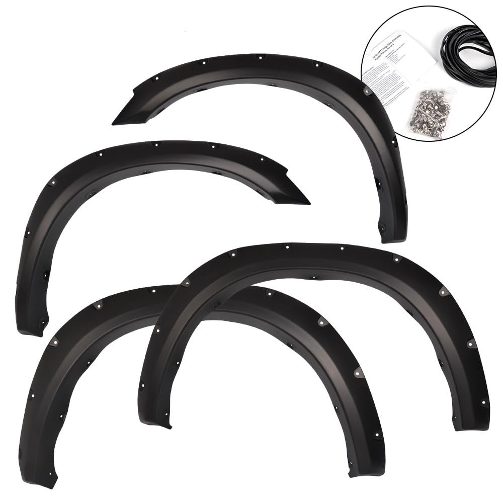 2010-2018 Ram 2500 3500 Fleetside Fender Flares Black Paintable Riveted 4PCS