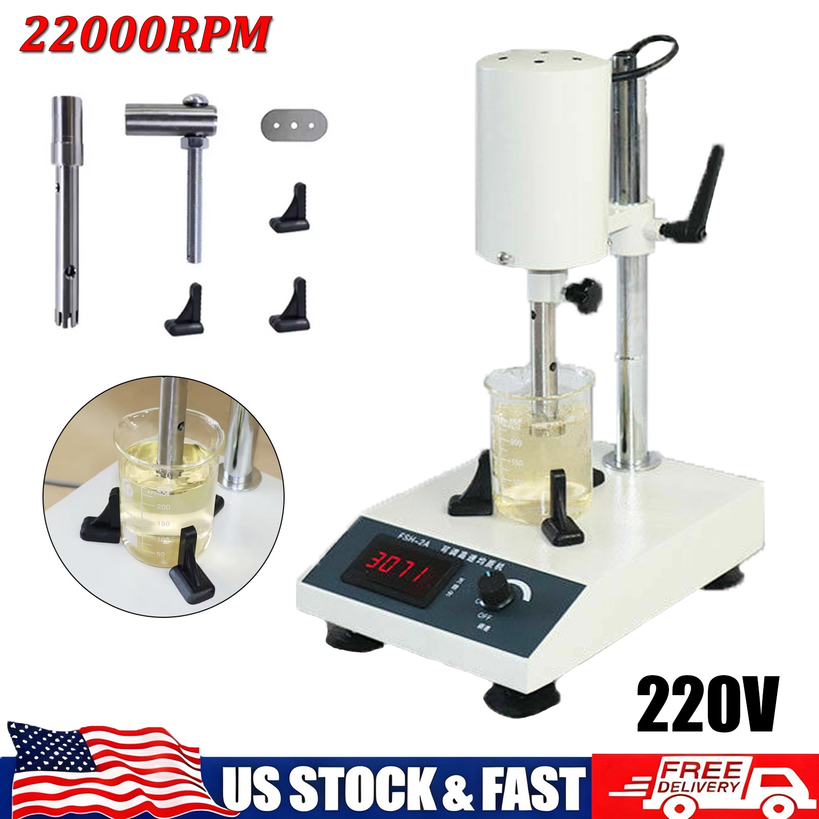 22000RPM High-Speed ​​Homogenizer Lab Mixer Disperser Emulsifying Machine 220V