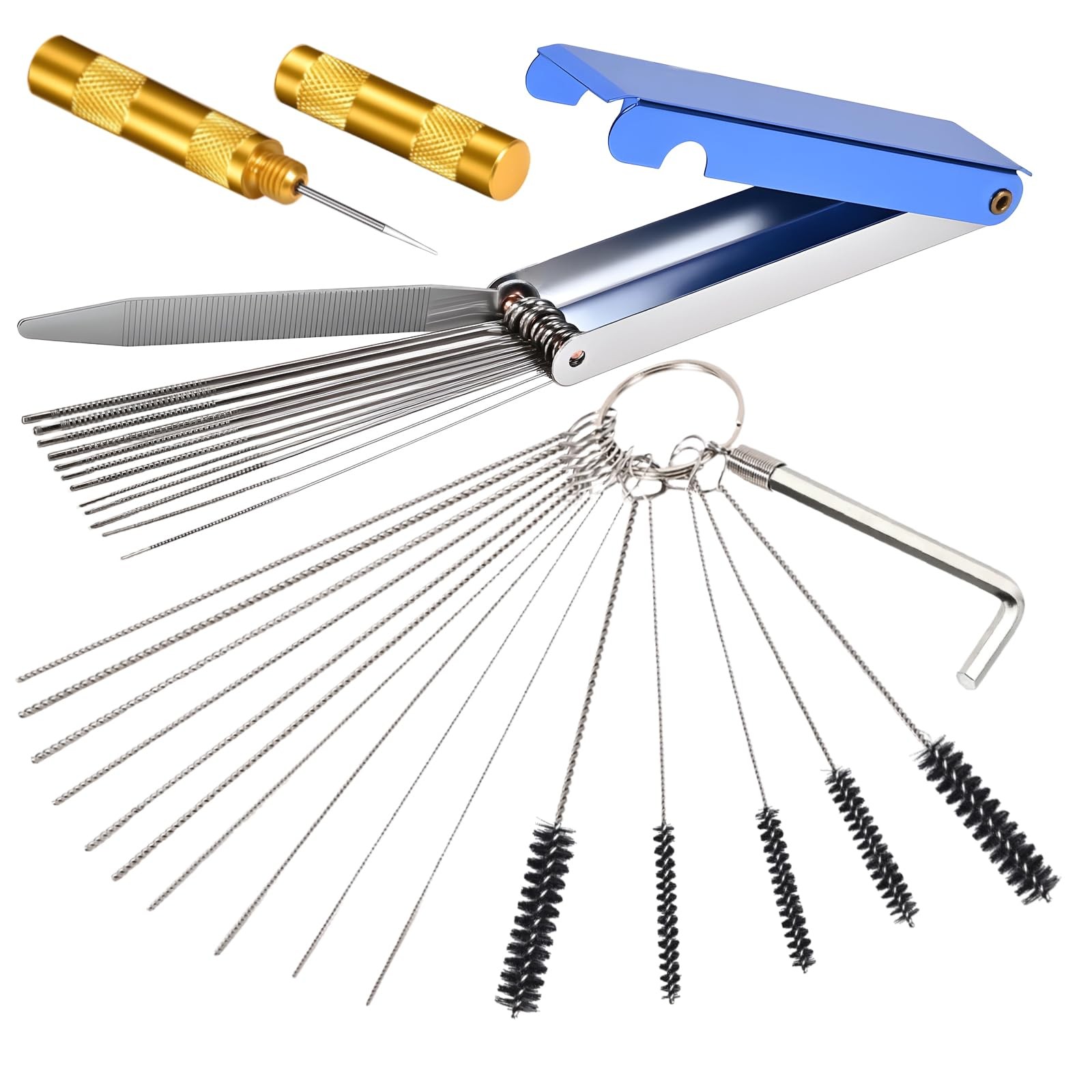 Carburetor Cleaning Kit, 13 Stainless Steel Wires, 10 Needles, 5 Nylon Brushe…