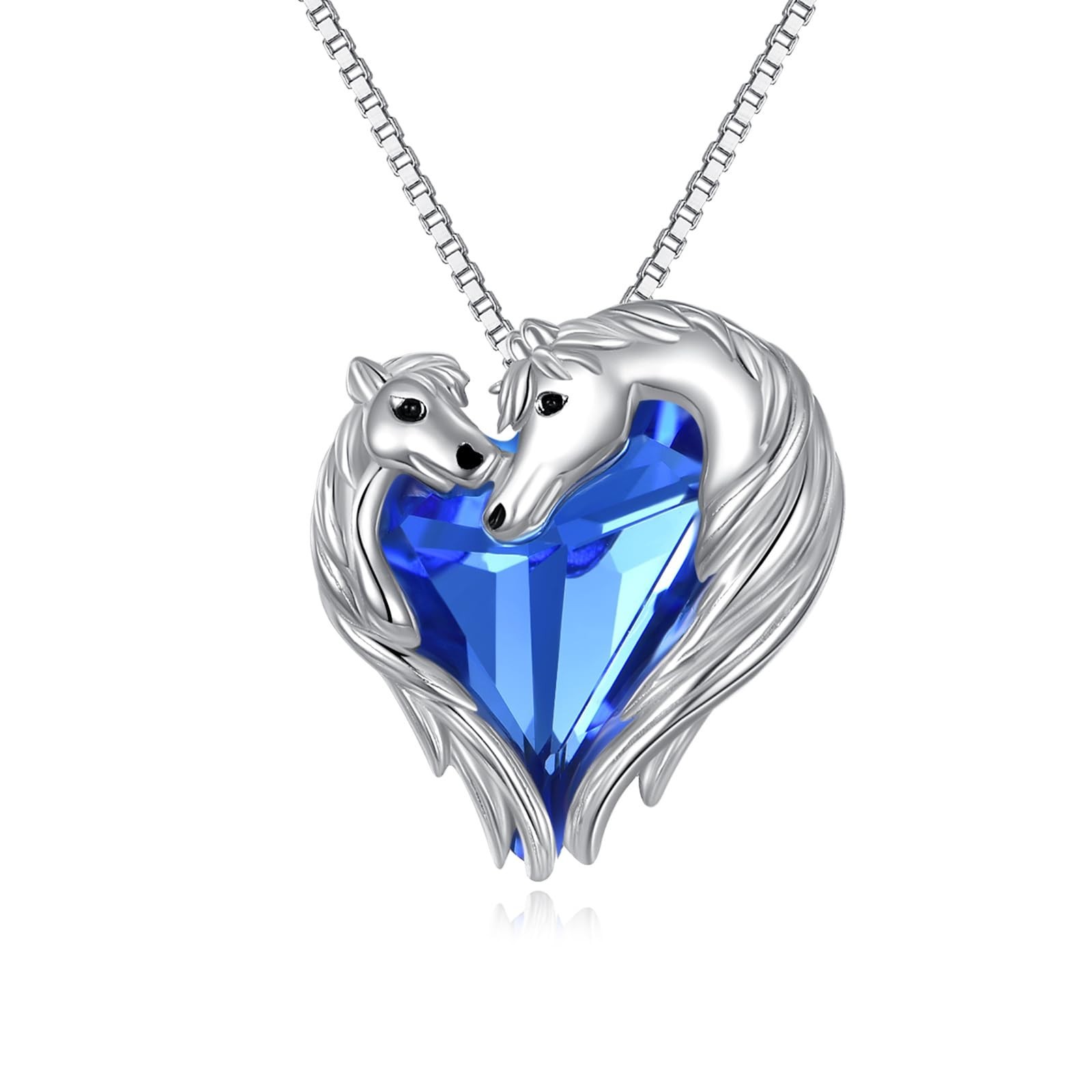 AOBOCO Horse Necklace 925 Sterling Silver Horse Lovers Heart Pendant with Cry…