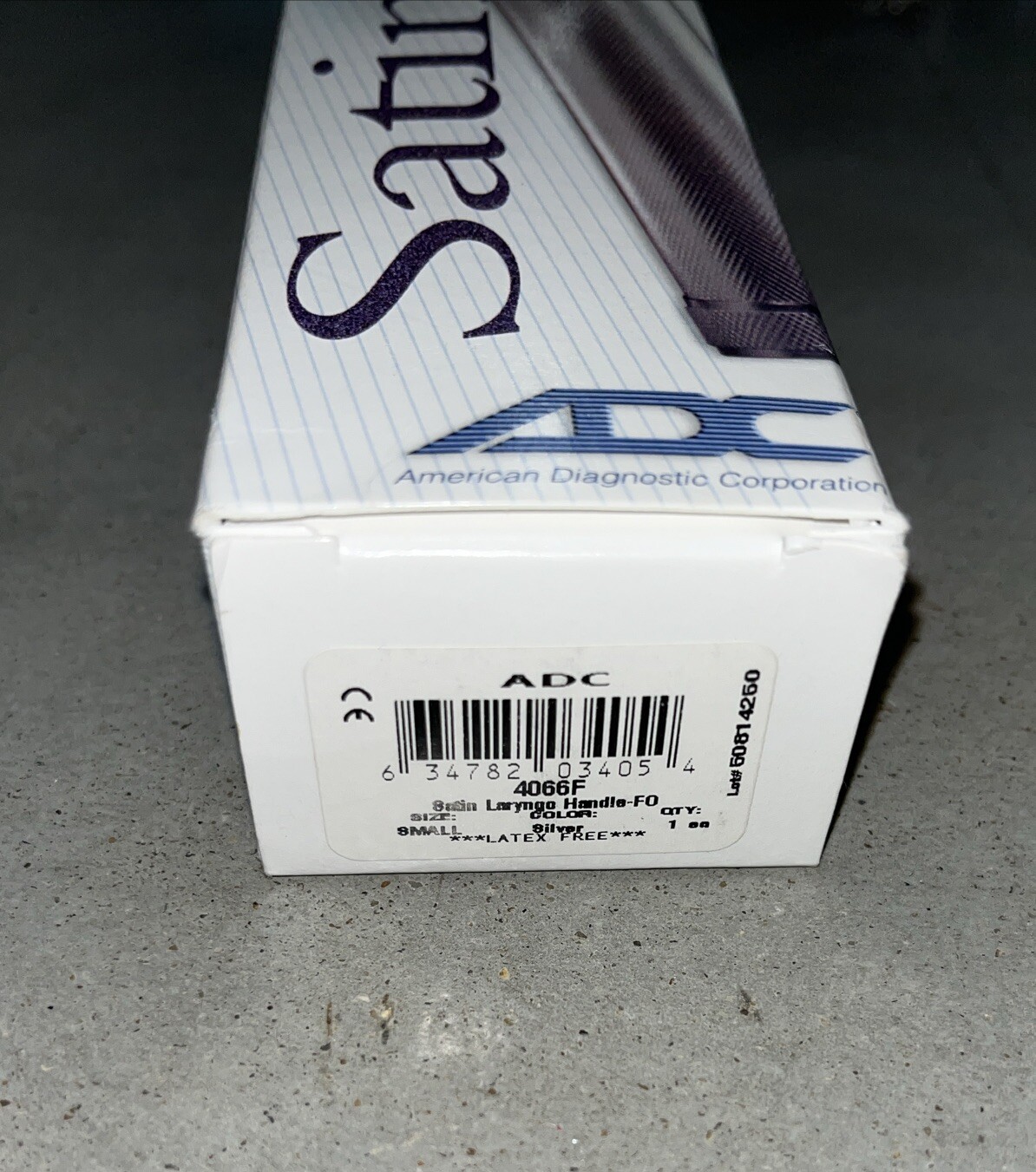 ADC 4066F Small Silver Satin Fiber Optic Laryngoscope Handle *BRAND NEW*