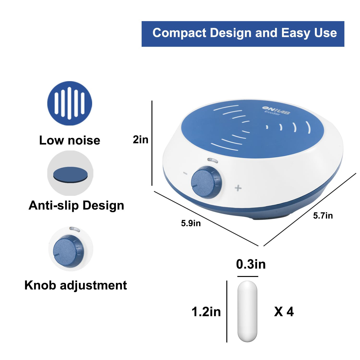 Onilab Magnetic Stirrer with 4PCS Stir Bars，Magnetic Mixer with Stirring Capacit