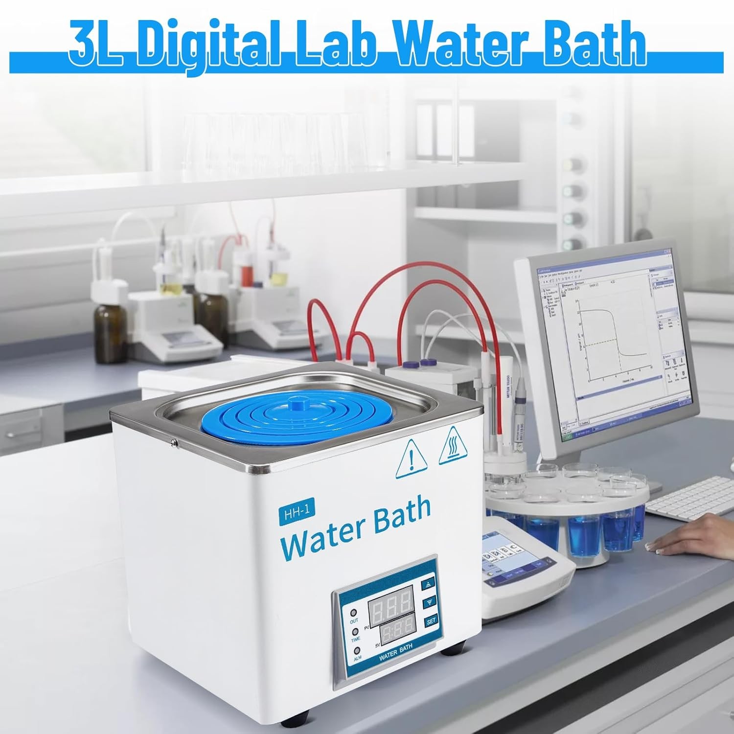 300W 3L Lab Water Bath Thermostatic Heater for Laboratory Experiment Single Hole