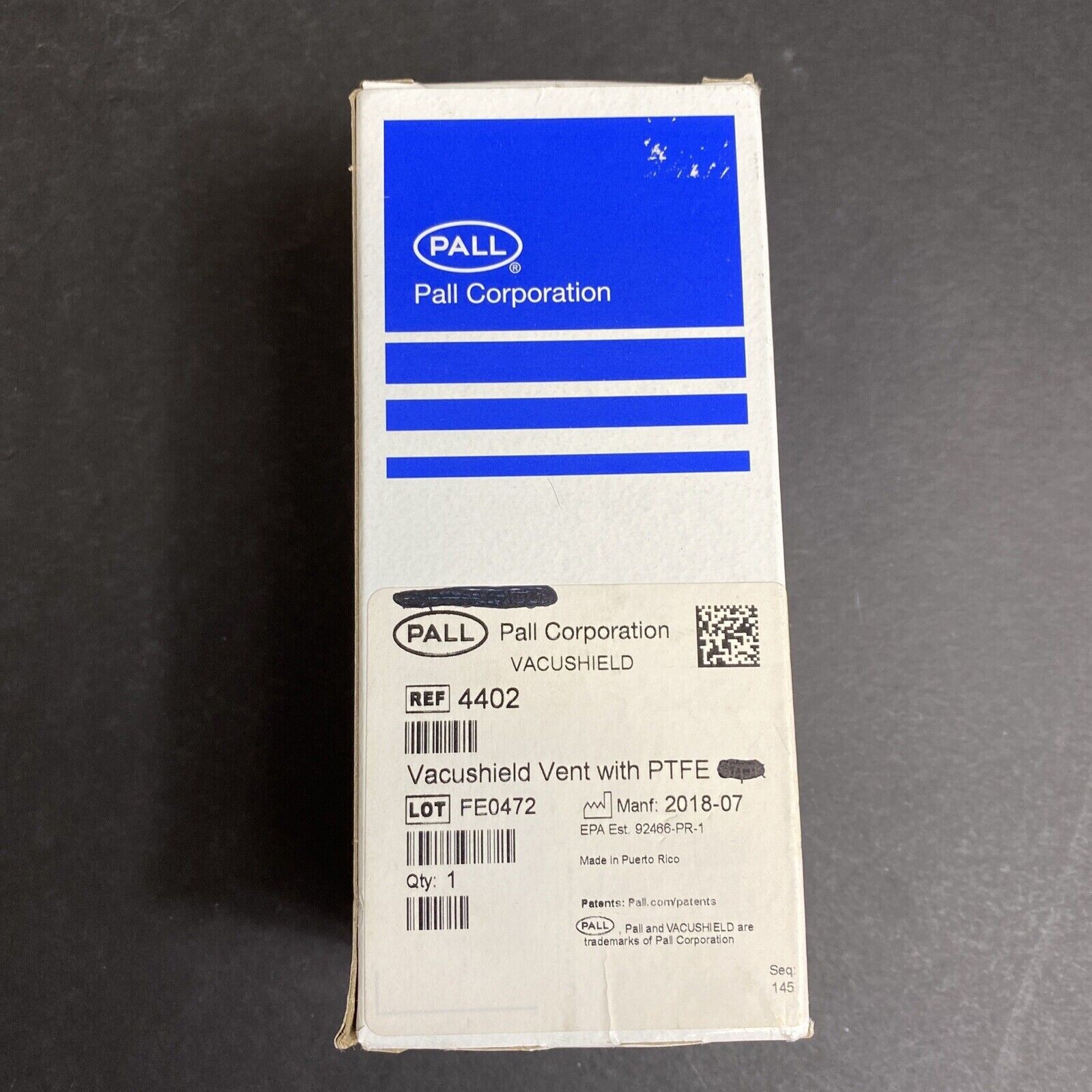 Pall Vent Filter Vacushield 0.2 um Pore 50 mm Hose Barb Box of 3 Filters