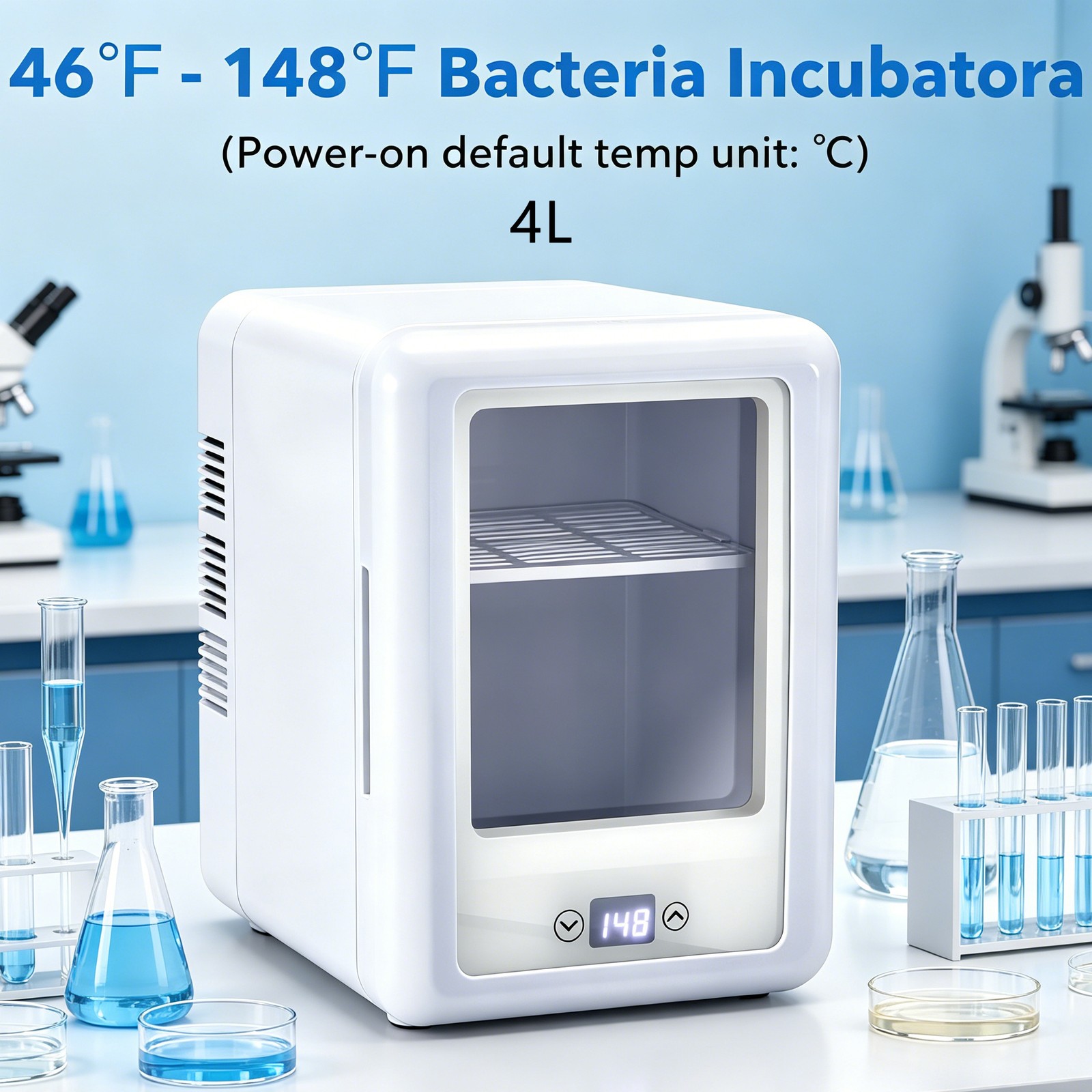 4L Incubator Bacteria Incubator Thermostatic Cabinet Incubator for Lab, 46-148℉