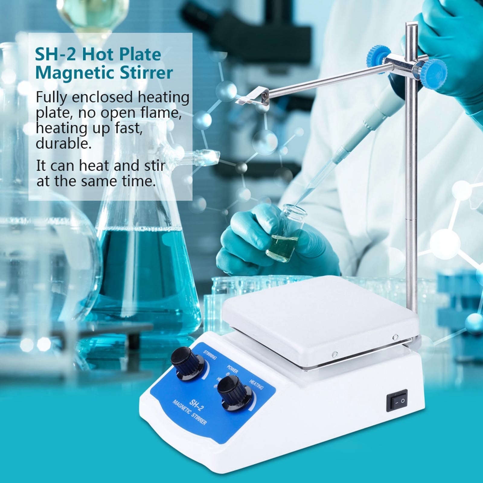 2000ml Magnetic Stirrer 0-1600RPM Hotplate Hot Plate Mixer Magnetic Mixer