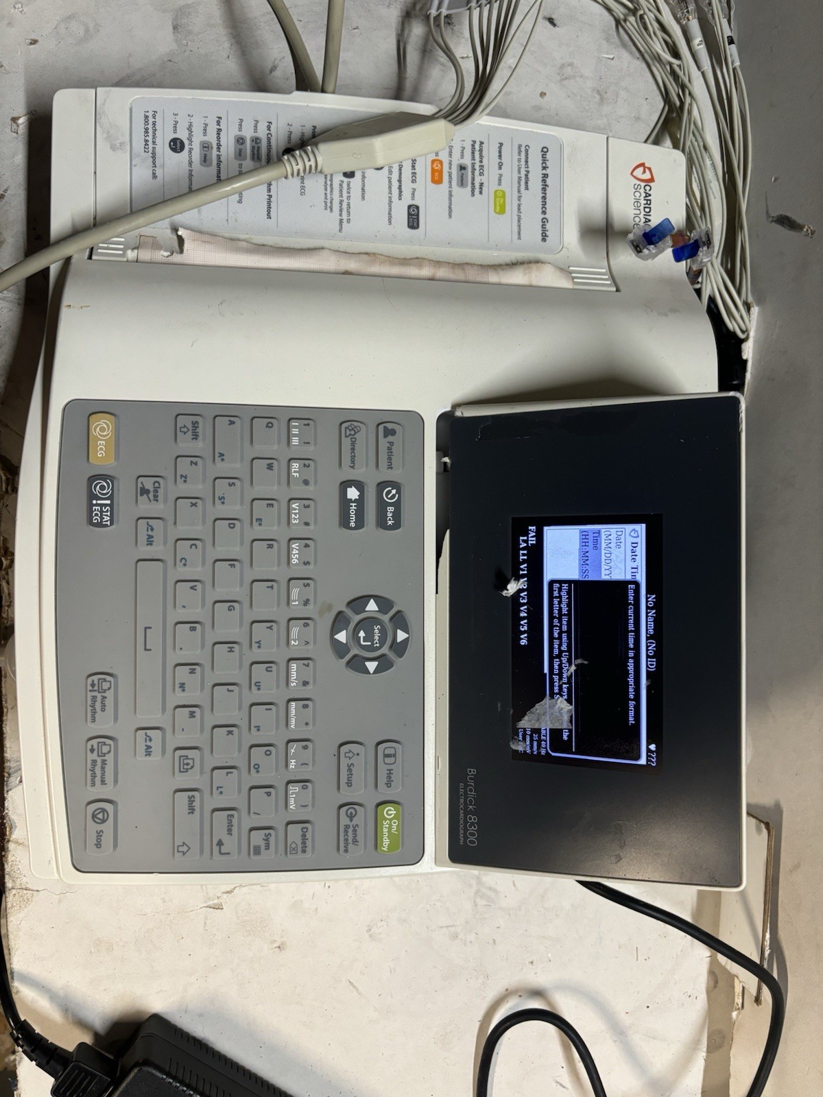 Cardiac Science Burdick 8300 Electrocardiograph & Leads Free Ship