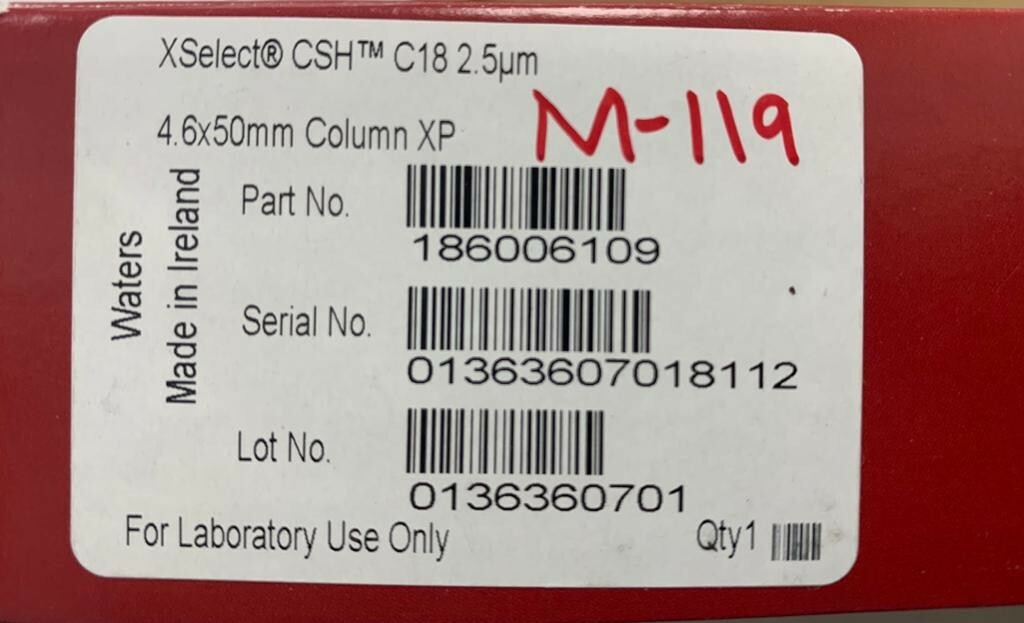 New And/or Rarely used waters XSelect HSS T3 2.5um (4.6*50mm) column. 