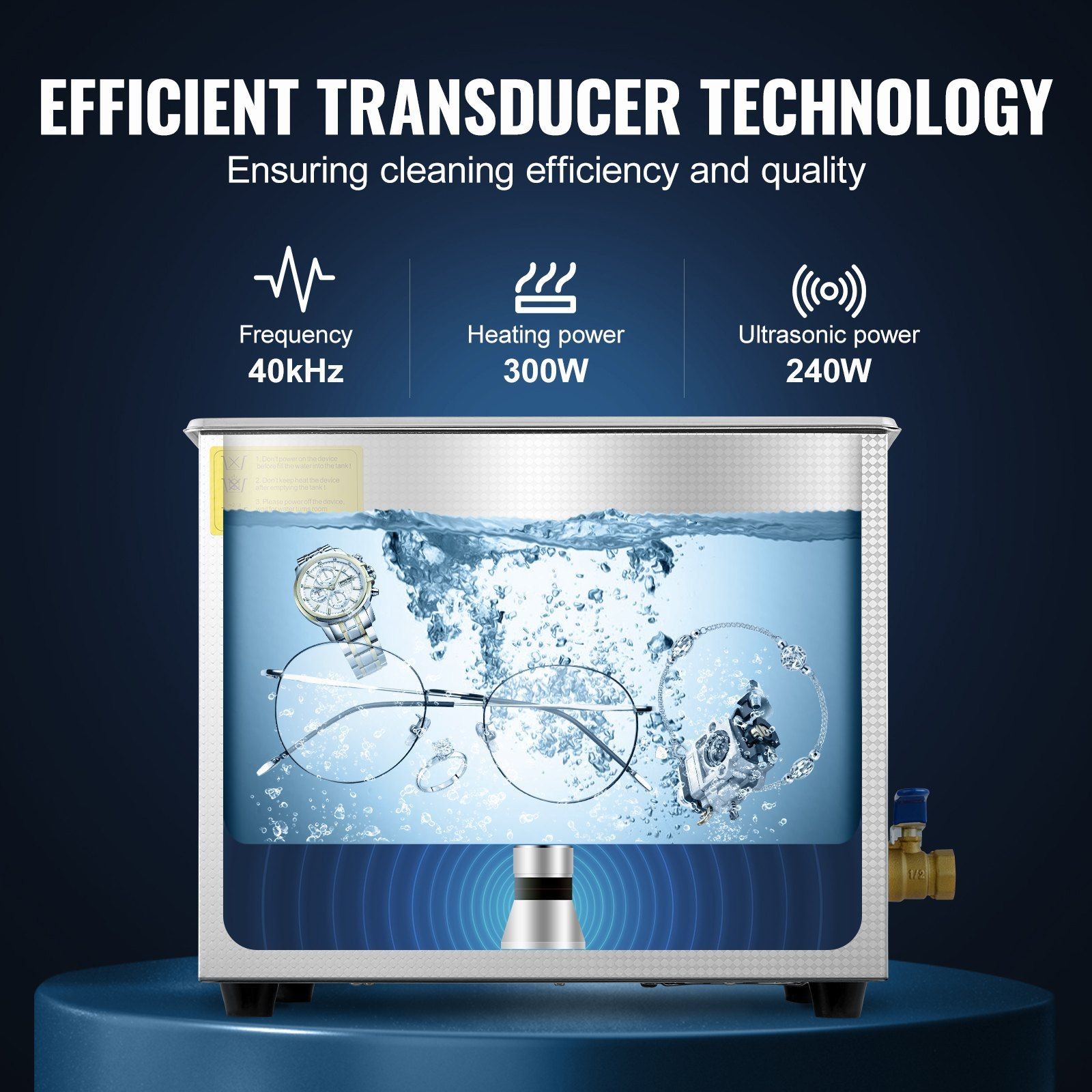 Digital 40kHz 9.3L Ultrasonic Cleaner Heating Function SUS304 Steel 110V