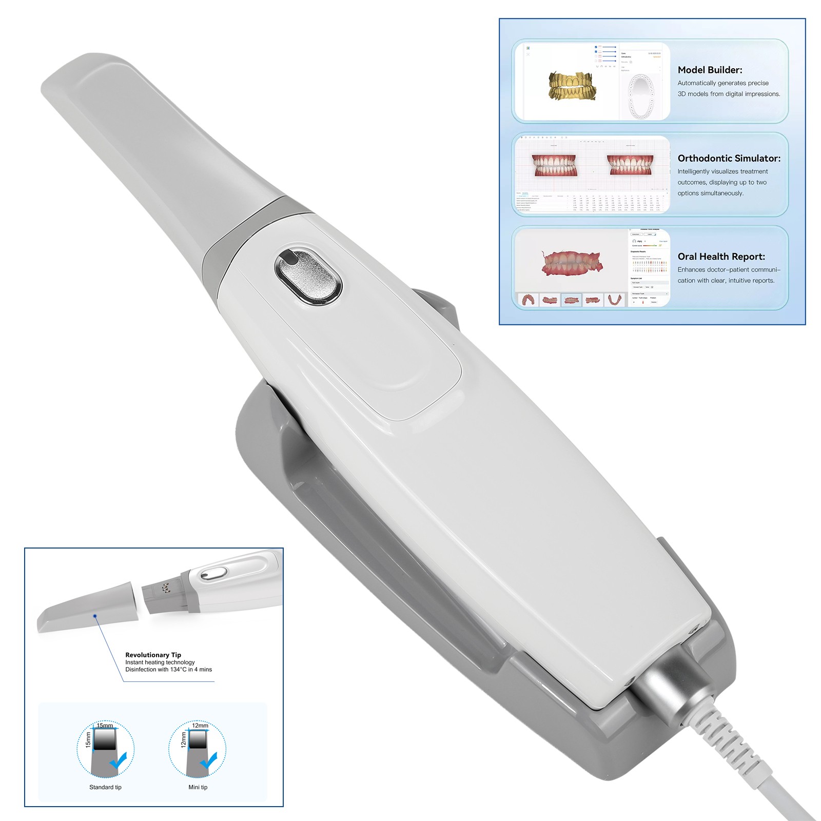 Dental Digital X-Ray Unit Machine with Imaging System RVG X-Ray Sensor Size 1.5