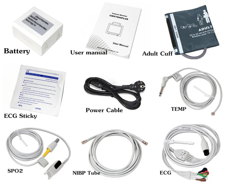 8″ Vital Signs Monitor: ECG, NIBP, SPO2, RESP, PR, TEMP – Human Patient Monitor