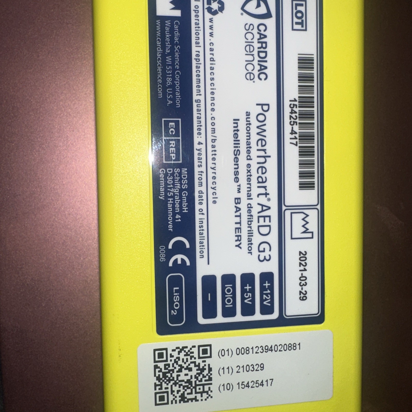 Cardiac Science Intellisense Lithium Battery for PowerHeart G3 AED – 9146-302
