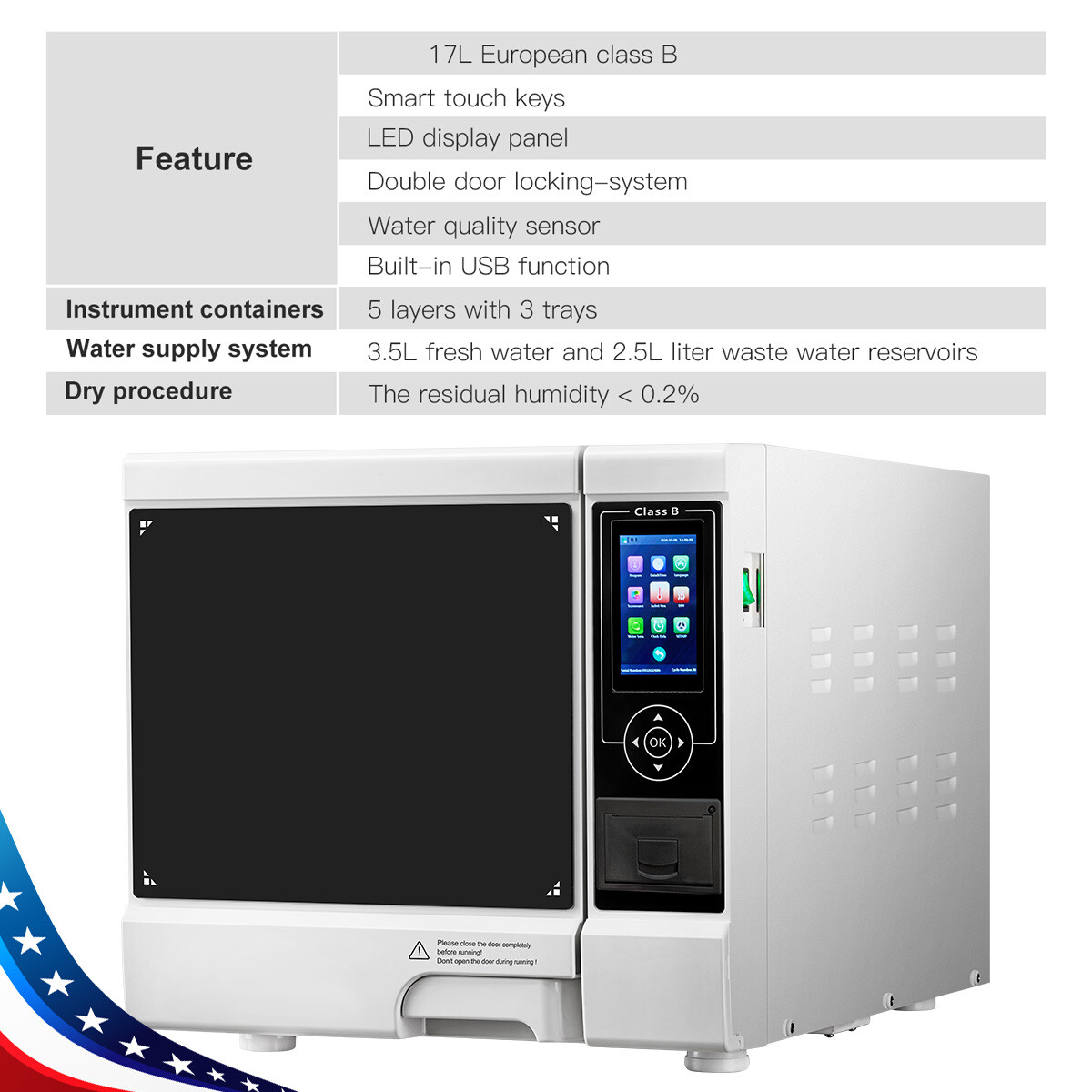 18/22L Dental Autoclave Steam Sterilizer Medical Drying Class B Steam Sterilizer
