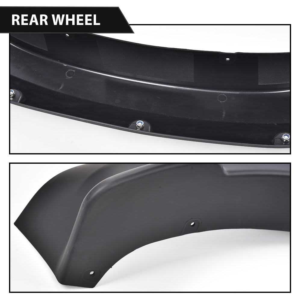 4 PCS Pocket Rivet Smooth Black Fender Flares for Chevy Silverado 1500 2019-2021