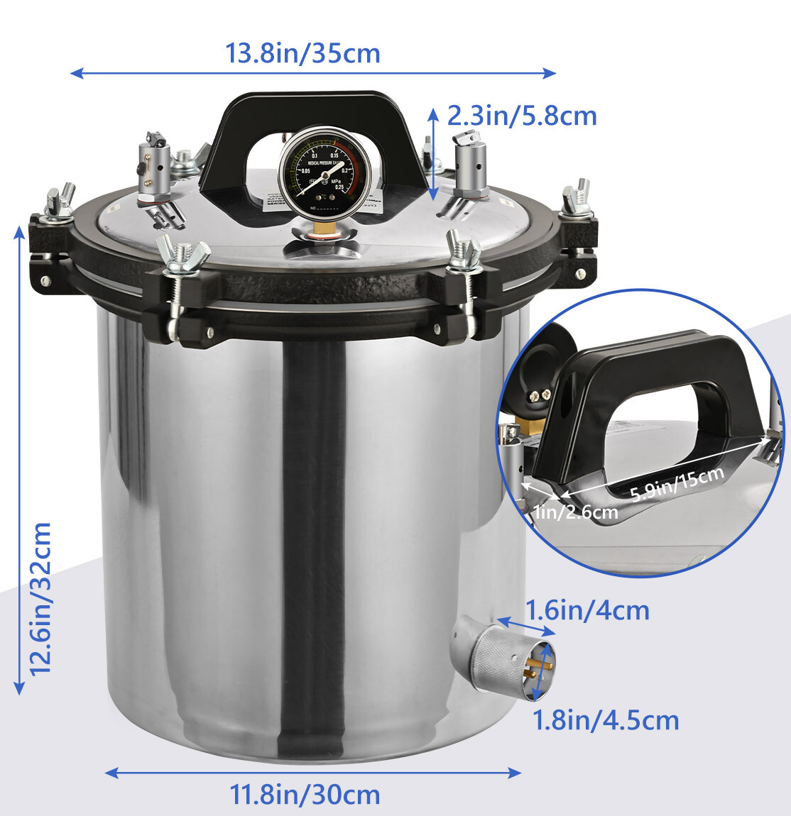 18L Stainless Steel Steam Autoclave Sterilizer Dental Pressure Sterilization