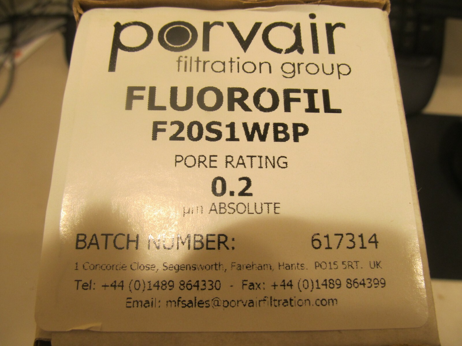 Filter Cartridge, 10″ .2um, Porvair Filtration/Steris, Part# F20S1WBP -384695091