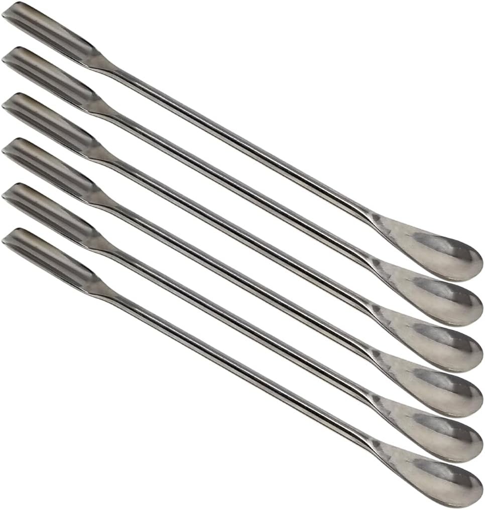 6Pcs Lab Spatulas 2-in-1 Micro Shovel Scoop/Spoon Stainless Streel Samplers 7″