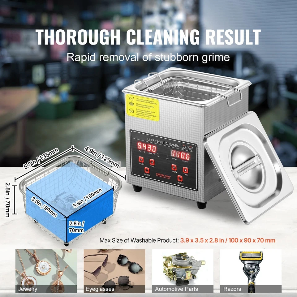 2L Ultrasonic Cleaner with Timer Heating Machine Digital Sonic Cleaner