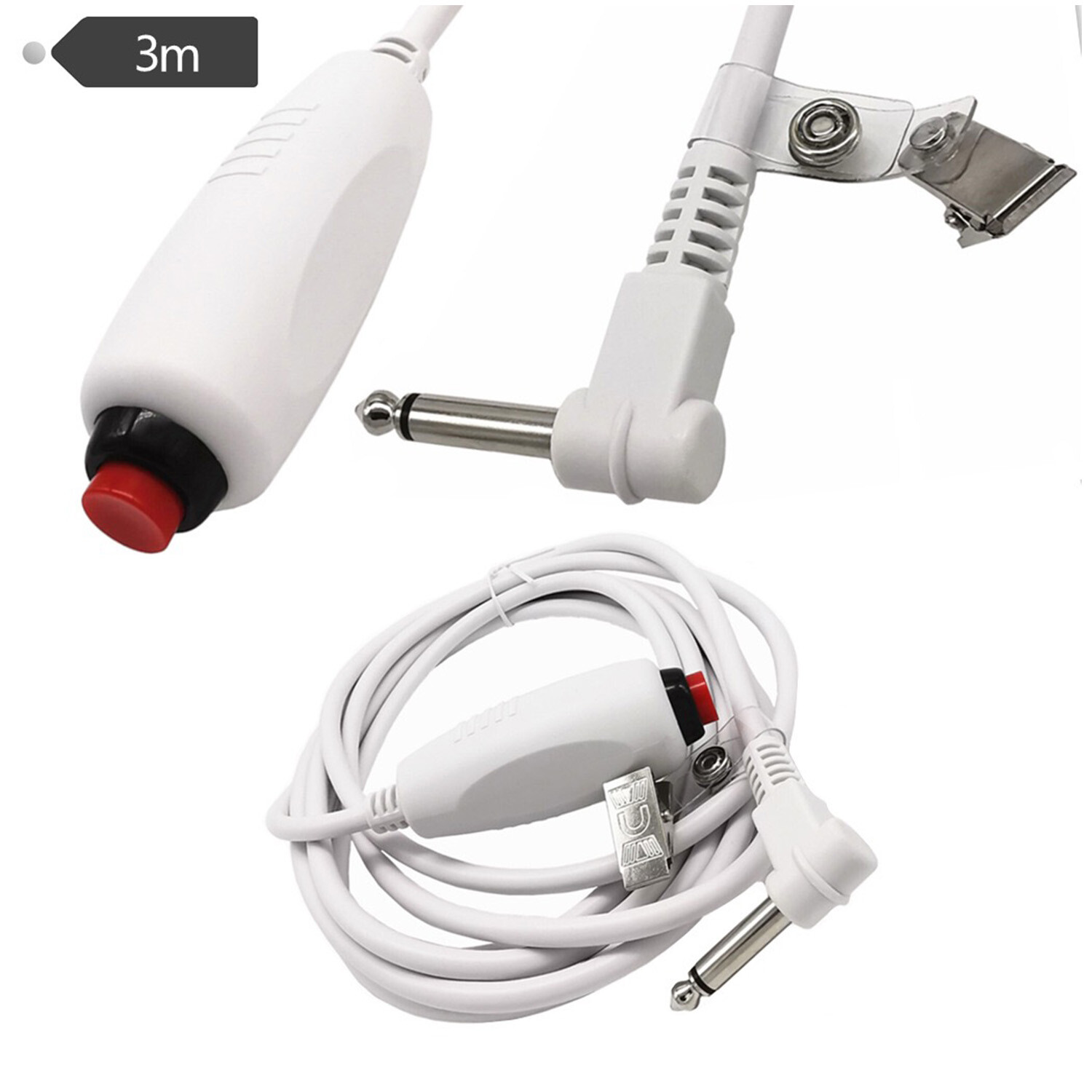 Universal Push Button Cable Nurse Station Call Cord w/ Bed Sheet Clip 1/4″ Phono
