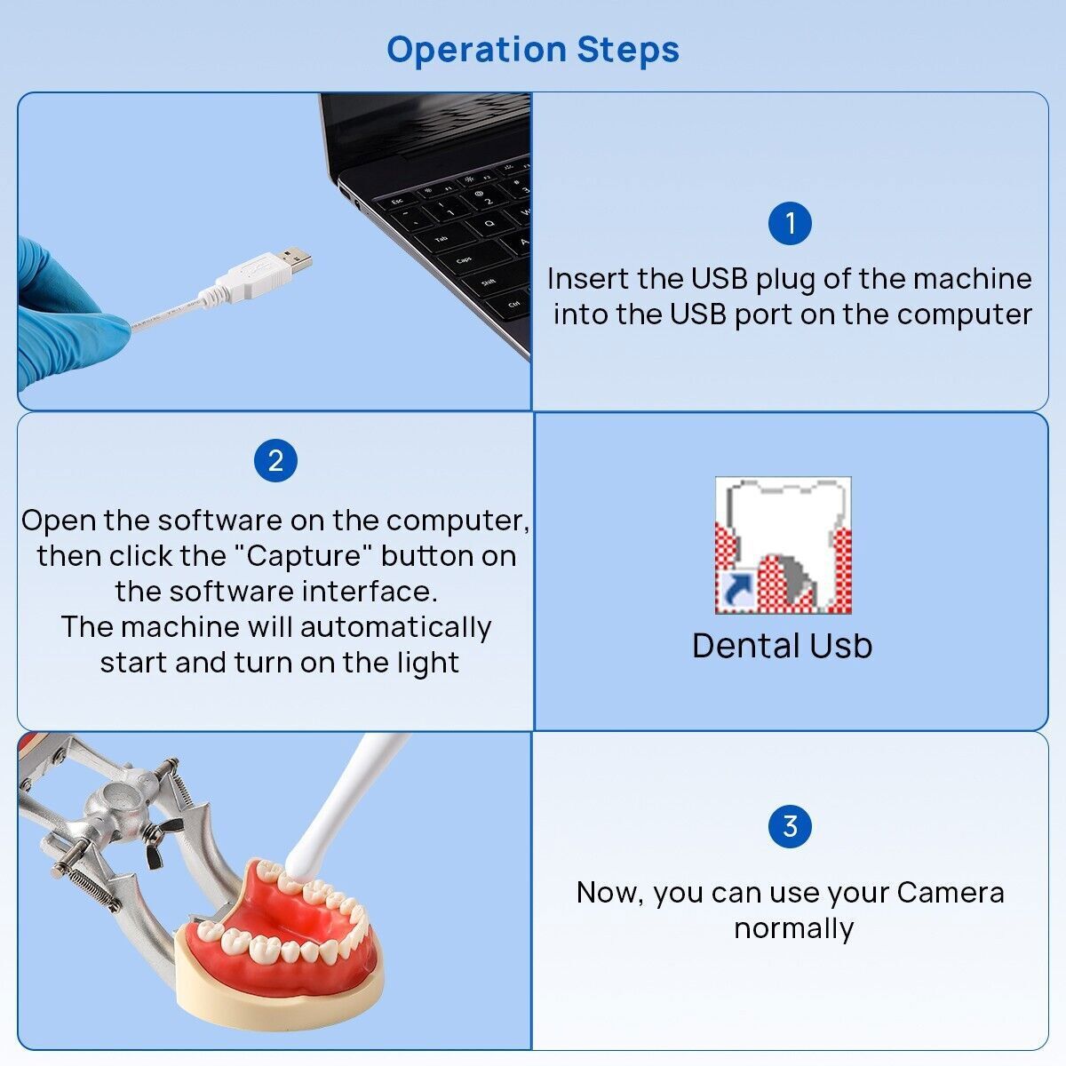 Dental Intraoral Camera USB Camera 13.0 Mega Pixels 6 LED Auto-focus Endoscope