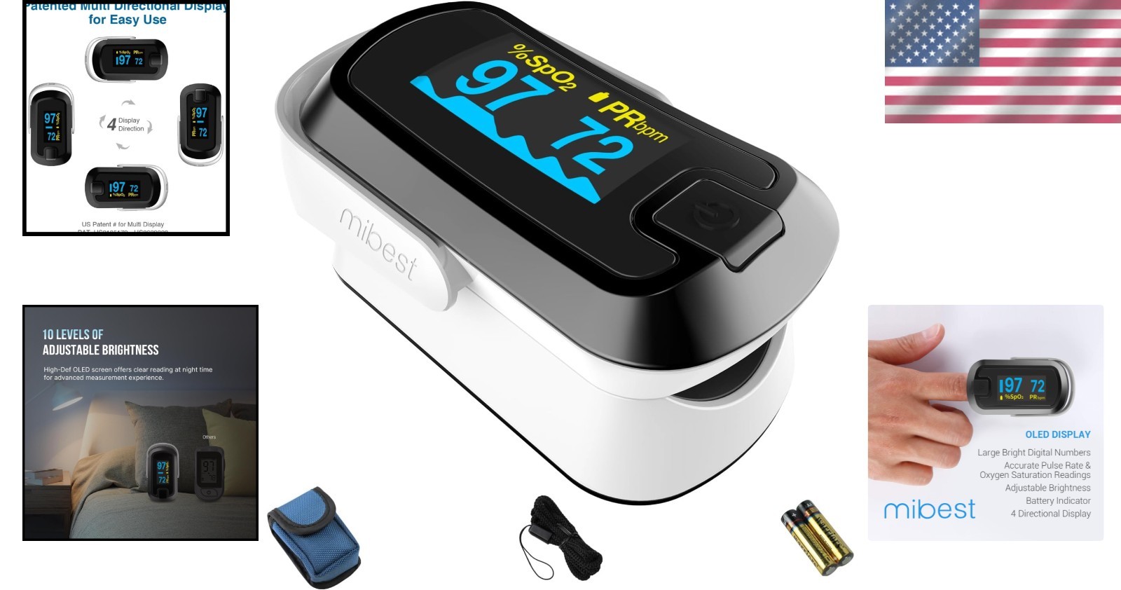 Pulse Oximeter Oxygen Sensor Finger Blood SpO2 Heart Rate Monitor Compact