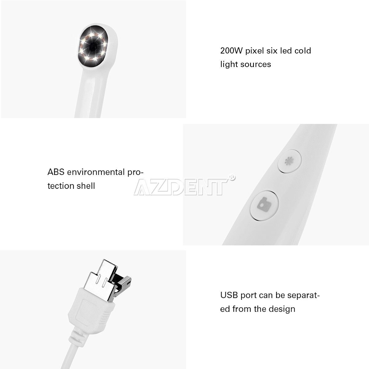 AZDENT Dental HD Intraoral Camera USB Digital Imaging Endoscope 8 LED Light