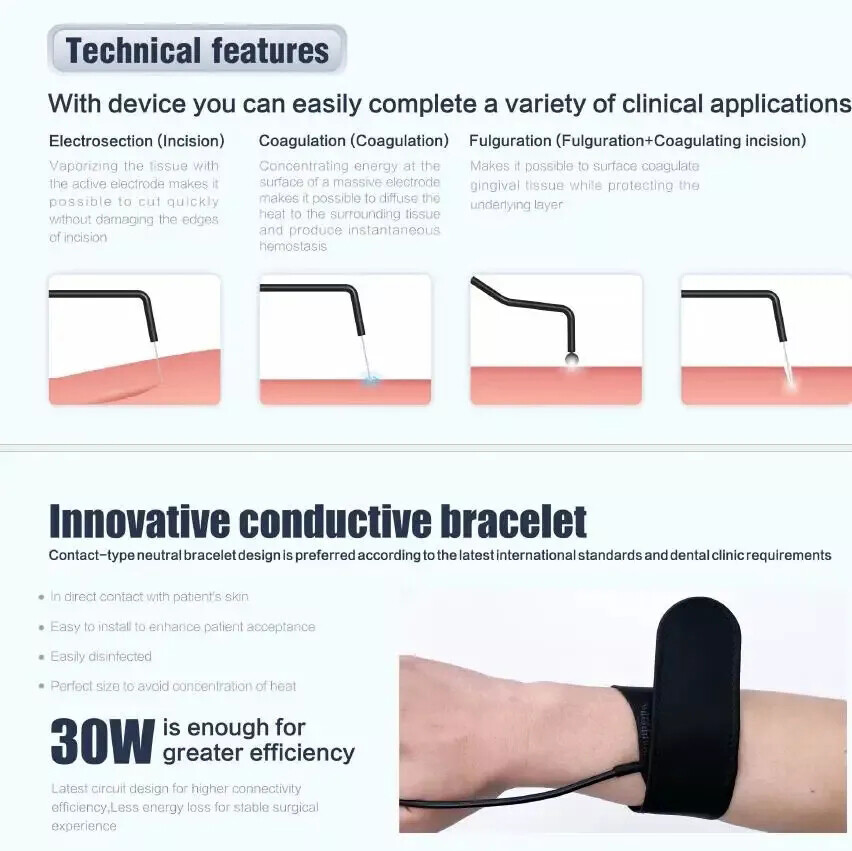 Dental ELECTROSURGERY UNIT WITH 7 Nano Silver ELECTRODES