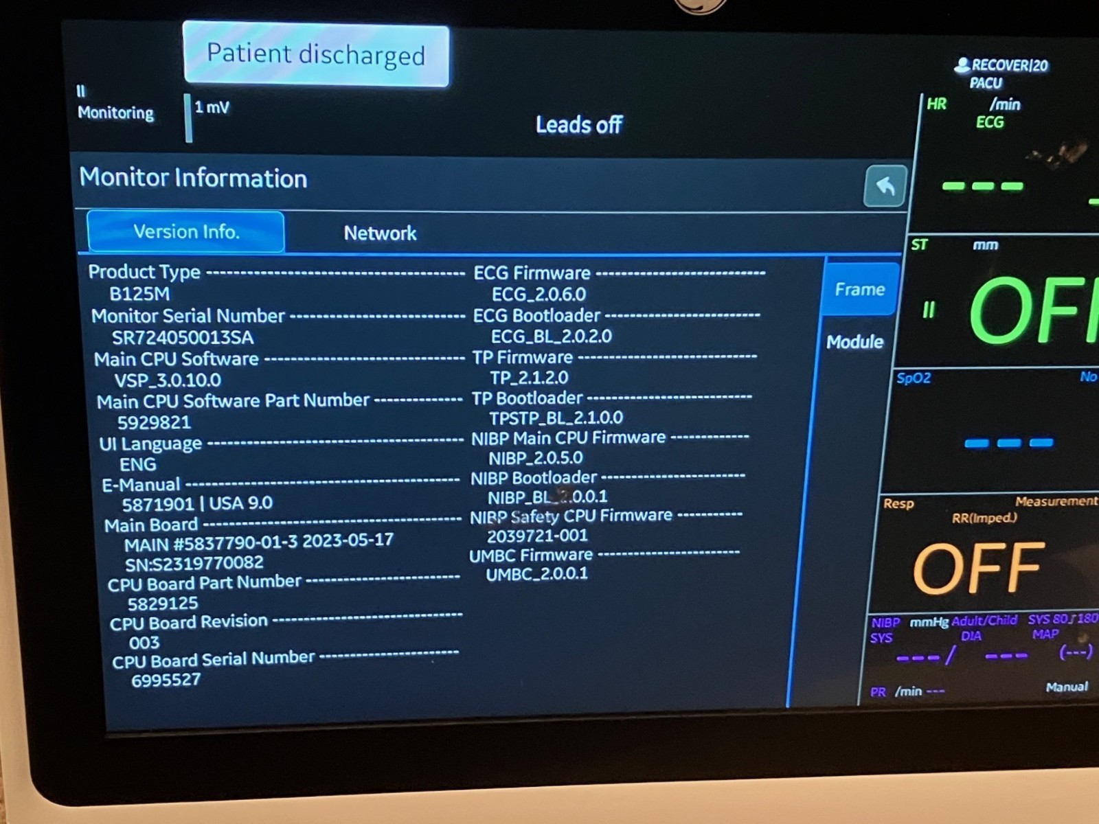GE Carescape B125M Patient Monitor ECG, NIBP, SpO2, Temp – TESTED – See Listing