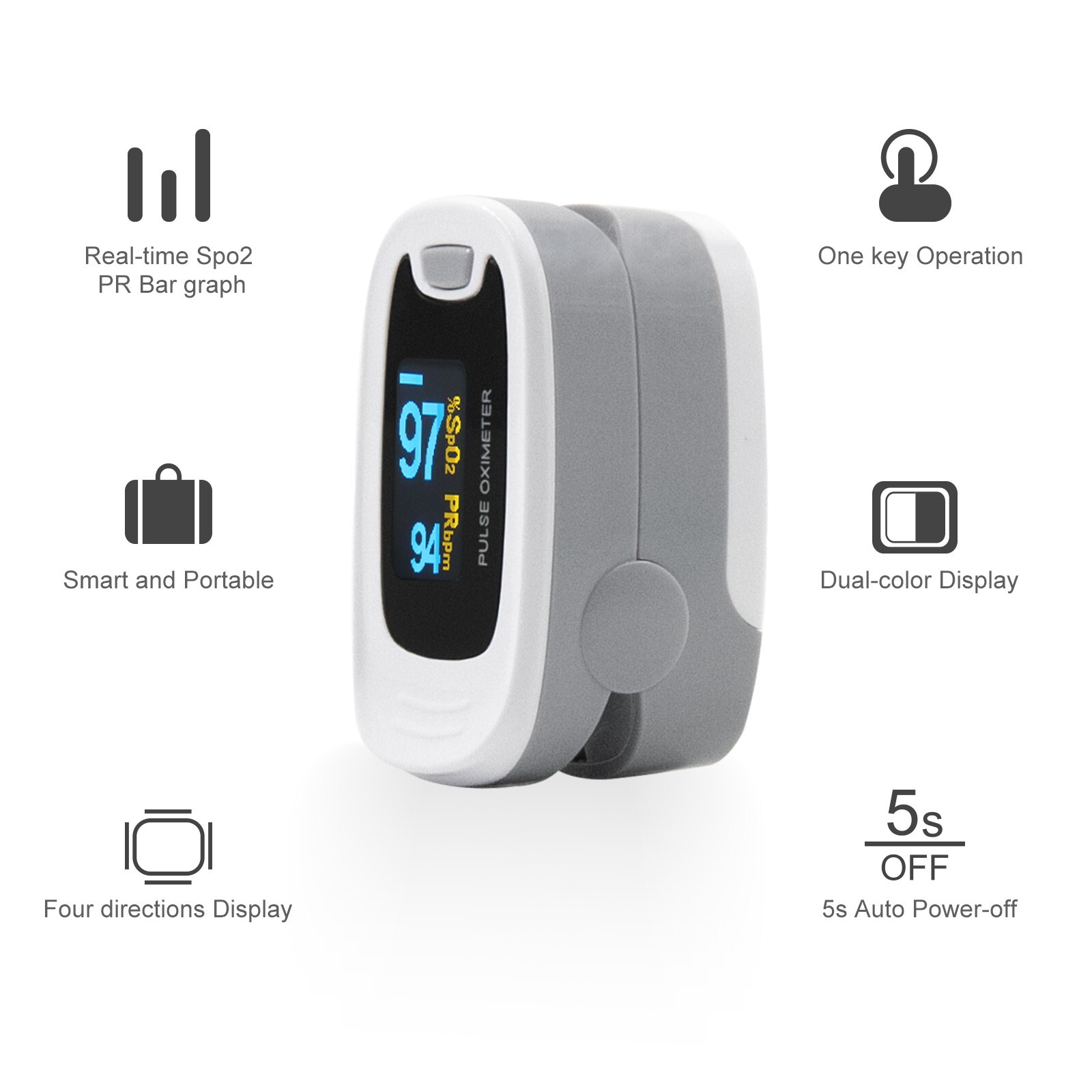 Pulse Oximeter Fingertip SPO2 Blood Oxygen Meter Heart Rate O2 Patient Monitor