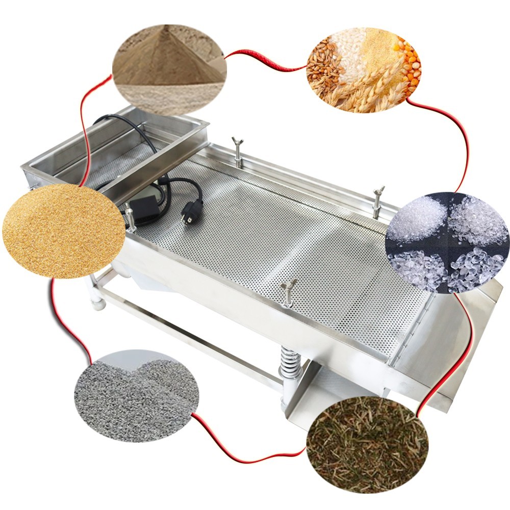 110V Single Layer Vibrating Screen Sifter 2.5mm Mesh 11.8×29.5″ Sieve Machine