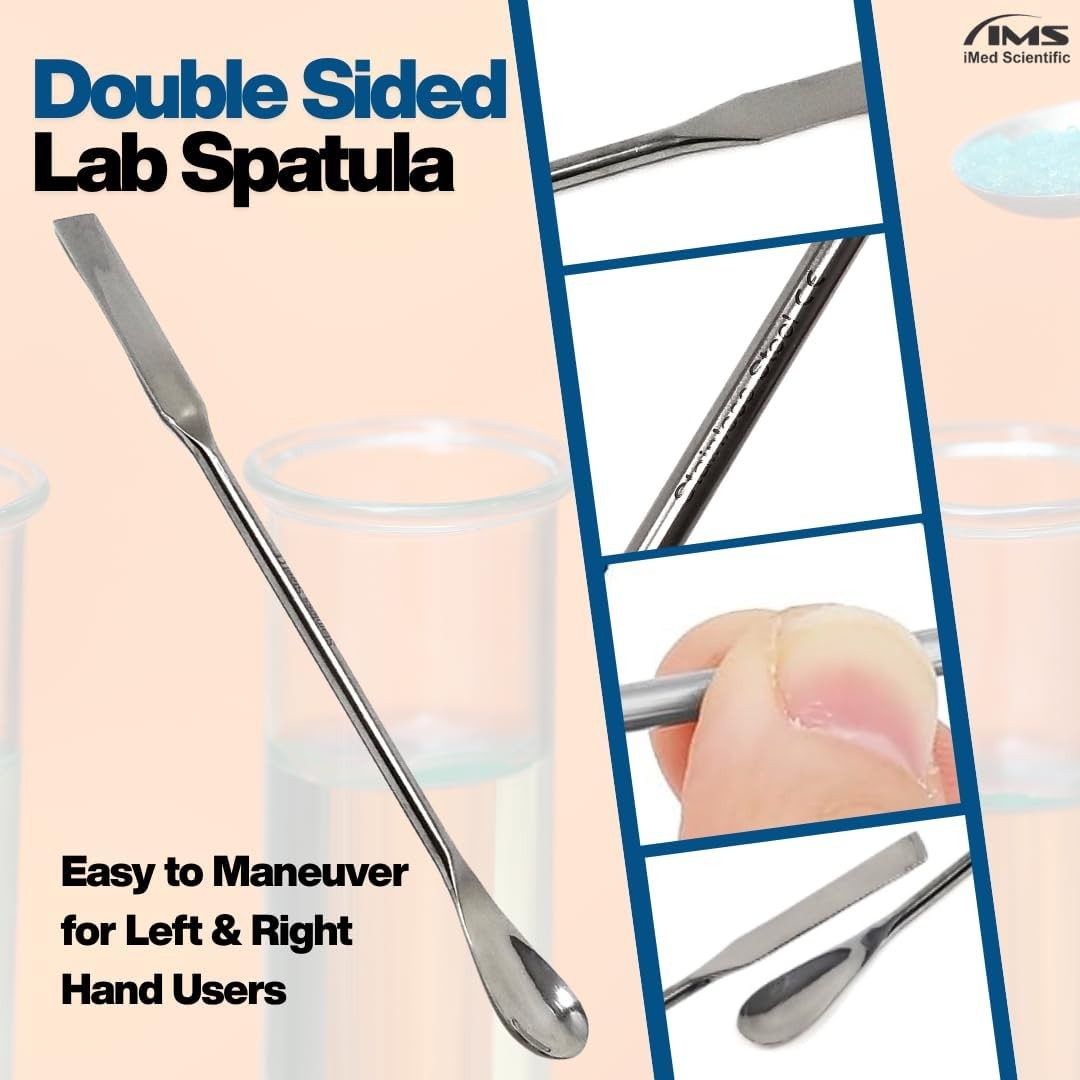 6Pcs Lab Spatula 2-in-1 SQUARE/SPOON Ends Mixing Stainless Streel Samplers 7″