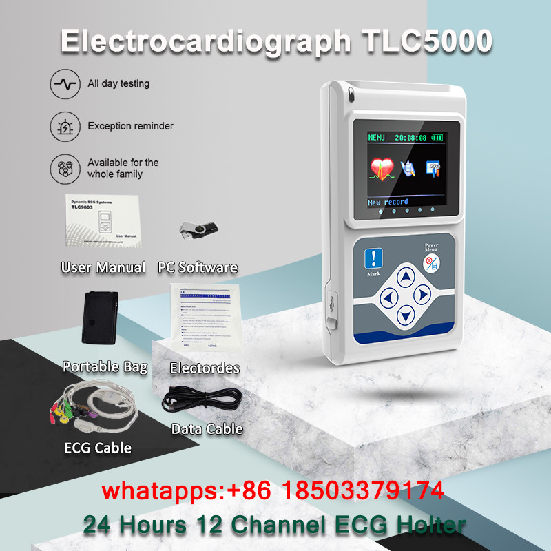 TLC5000 24-Hour 12-Channel Holter Monitor with Free PC Software