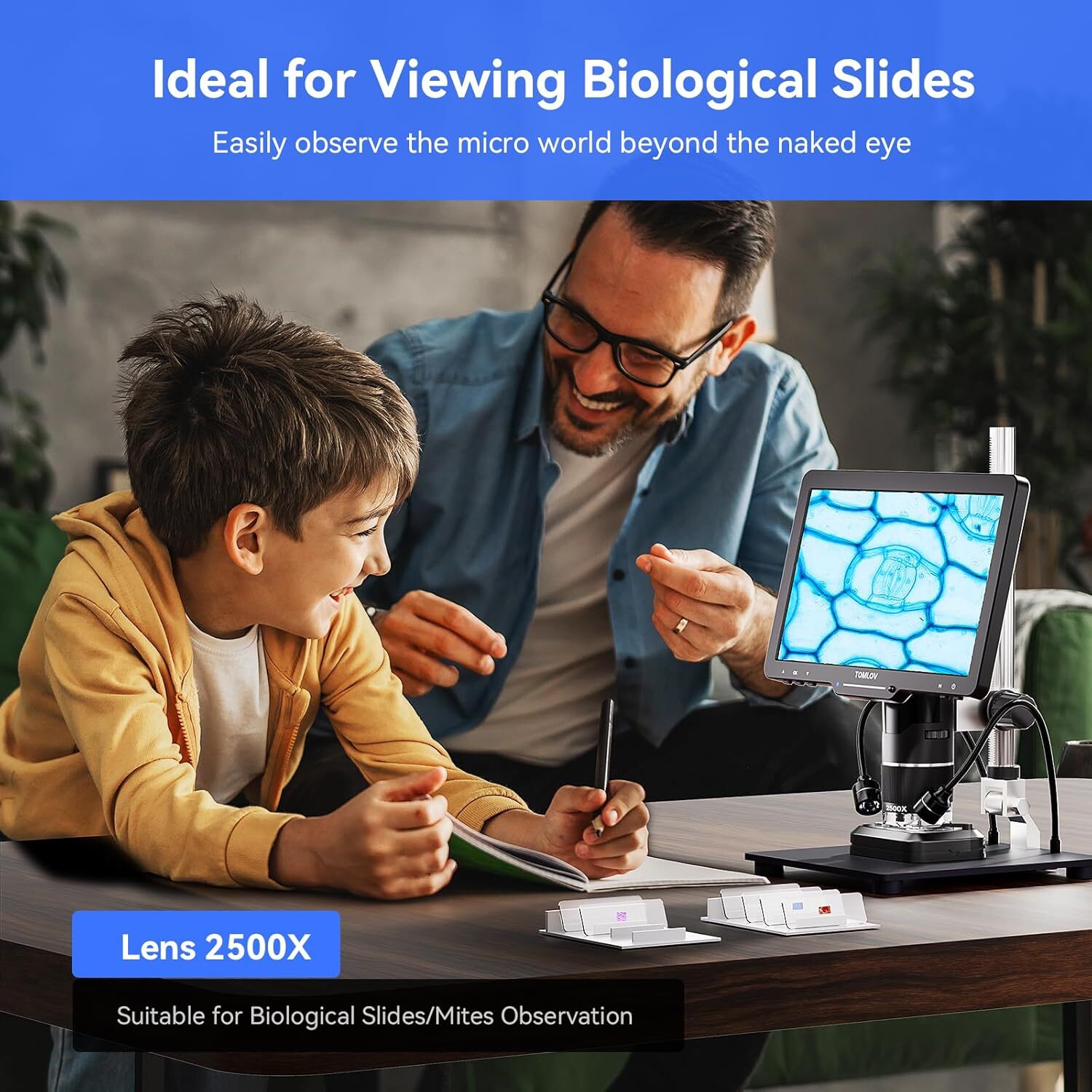 TOMLOV 10″ 3 Lens 2K HDMI Digital Microscope 2500X Soldering Microscope fr PC/TV