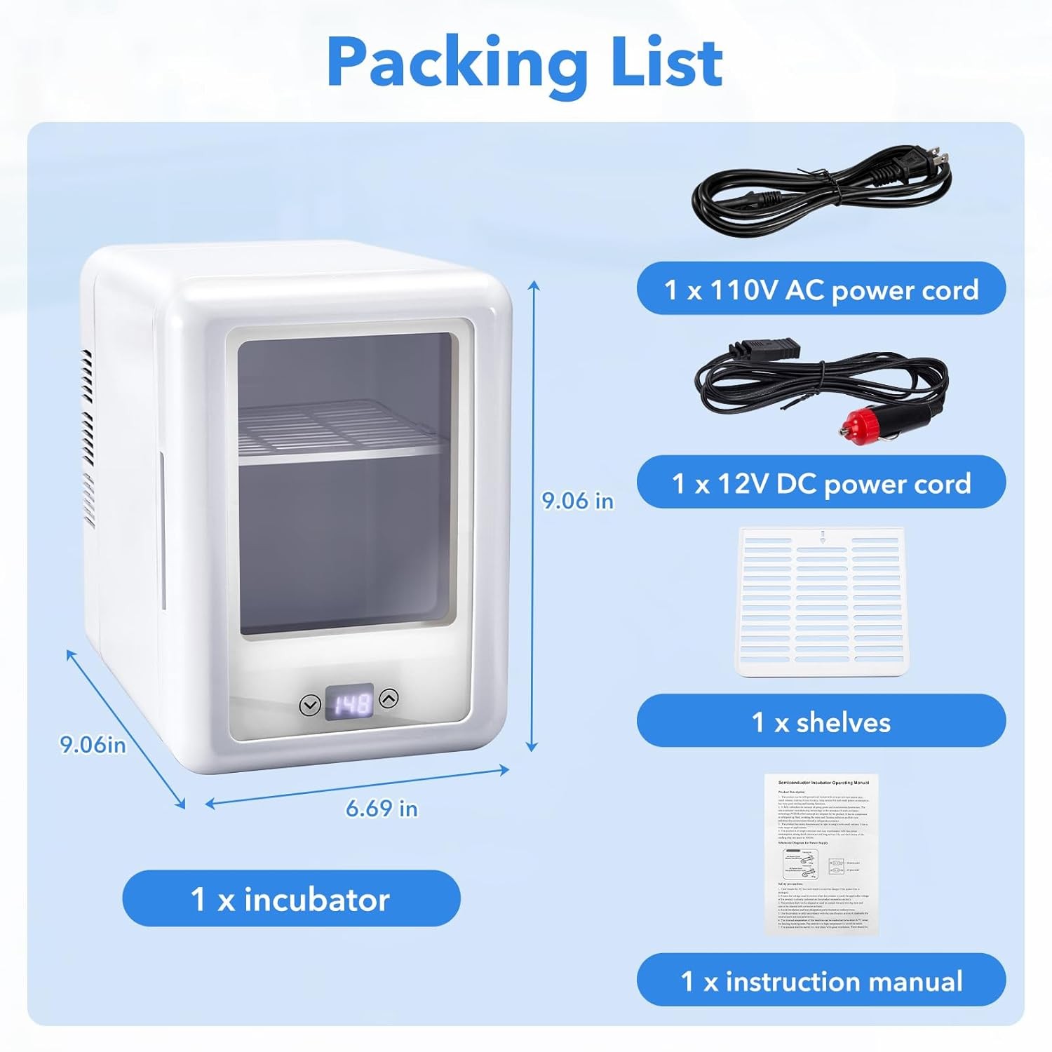 4L Incubator 46-148℉ Bacteria Incubator Thermostatic Cabinet Incubator US