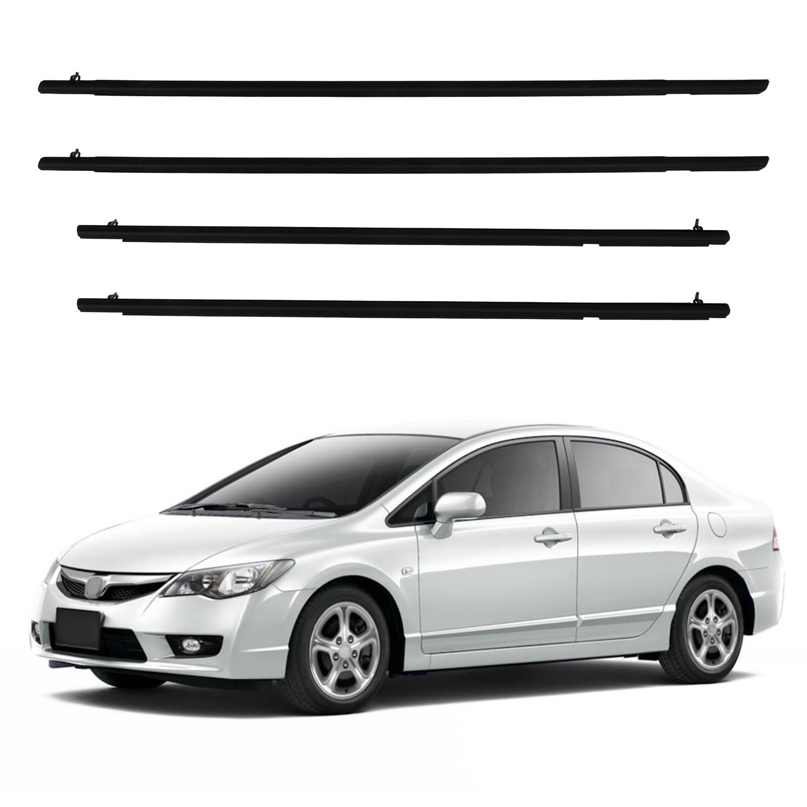 4PCS Window Molding Trim for 72460-SNA-A01 72410-SNA-A01 Weatherstrip Seal