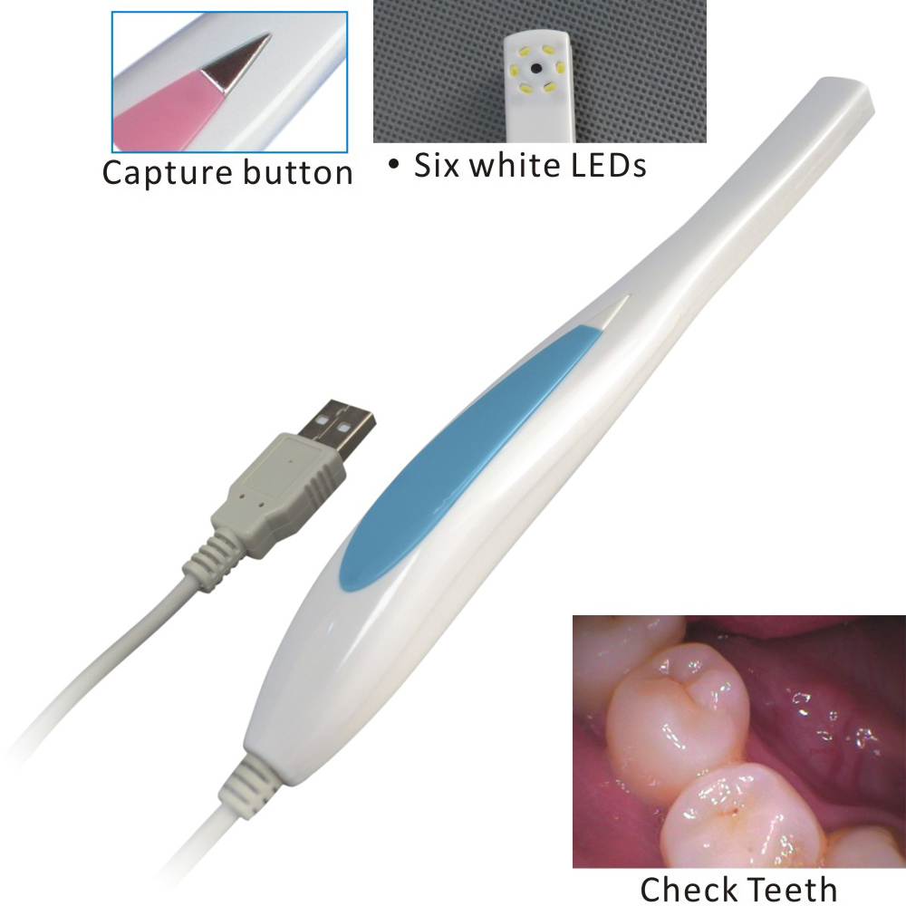 Dental 1.3 Mega Pixels USB 1/4″ CMOS Mini Intraoral Oral Camera 6pcs White LEDs