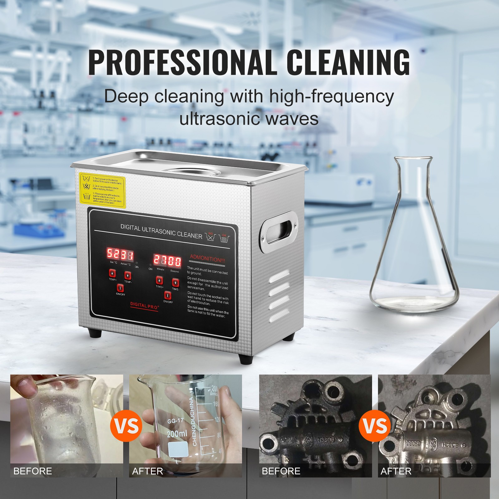 Uimoso 3L Ultrasonic Cleaner with Timer Heating Machine Digital Sonic Cleaner