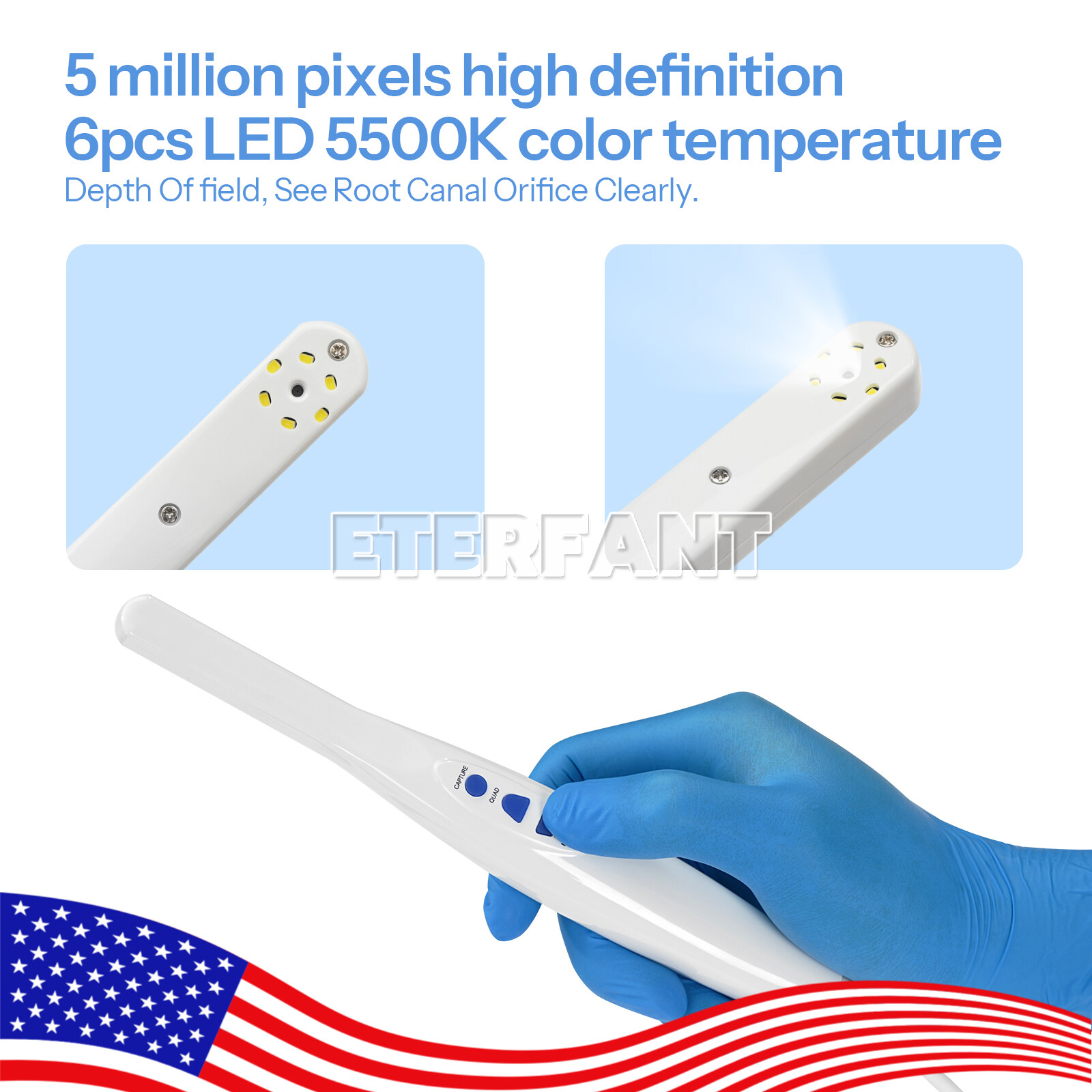 Dental 17” Intra Oral Camera 6Pcs LED High-definition Macro Lens/Protect Covers