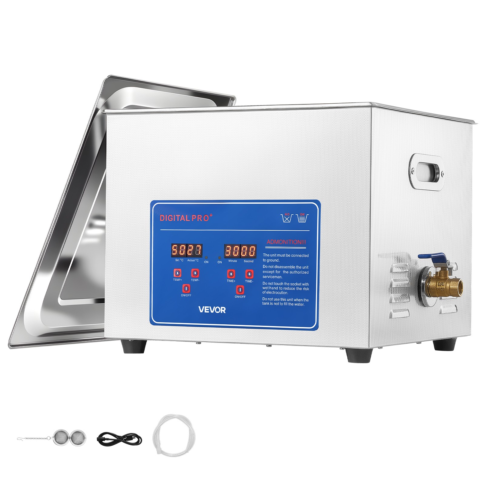 VEVOR Ultrasonic Cleaner 15L-Class Ultrasonic Parts Cleaner 40kHz for Glasses