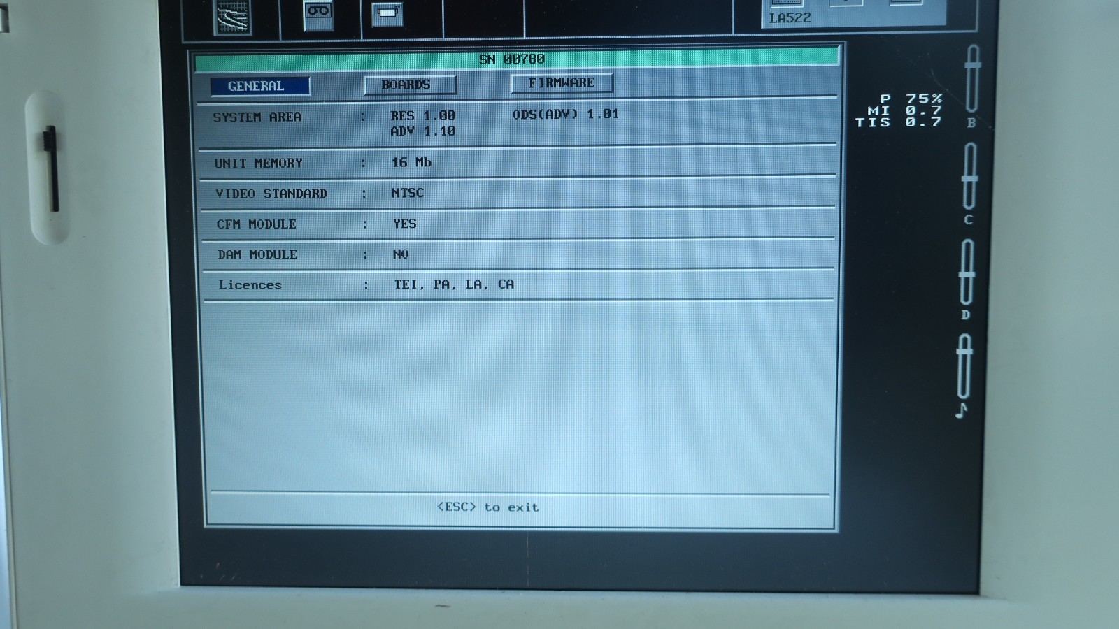Biosound Esaote Caris Plus Ultrasound CARDIO & CFM Color Doppler – LA522E & ECG