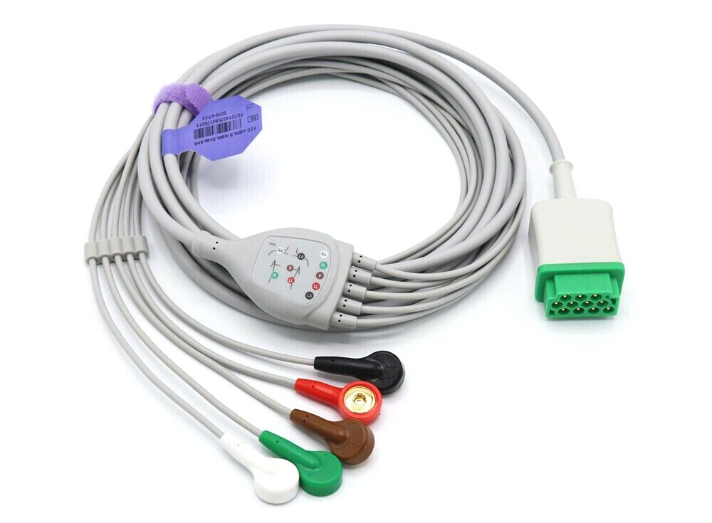 GE Marquette 11 pin 5 Leads Snap ECG Cable CBM05NA10AS0001- Same Day Shipping