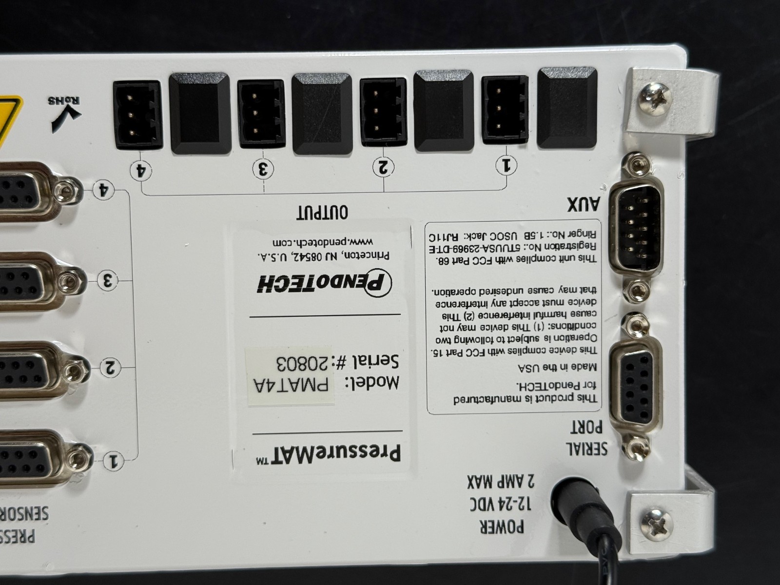 PendoTECH PressureMAT PMAT4A Plus Monitor w/4 x Input, 4 x Output & Aux Cables