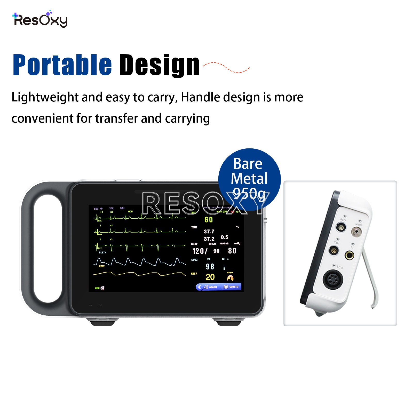 7″ Patient Monitor Vital Signs ECG NIBP SpO2 PR TEMP RESP Portable US Stock