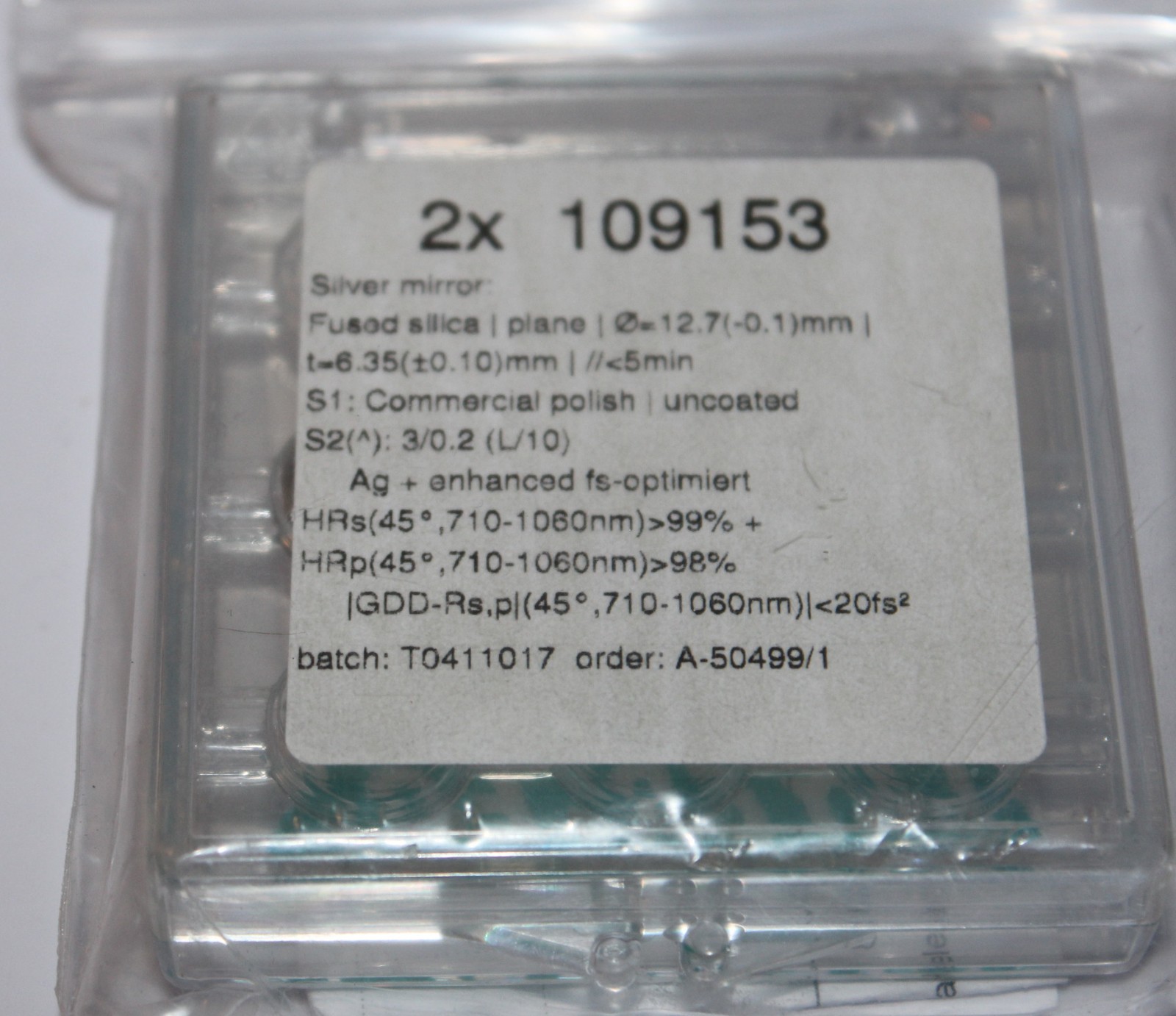 Layertec 109153 Laser Mirror, Turning Silver Fused Silica 12.7mm Dia, 6.35mm